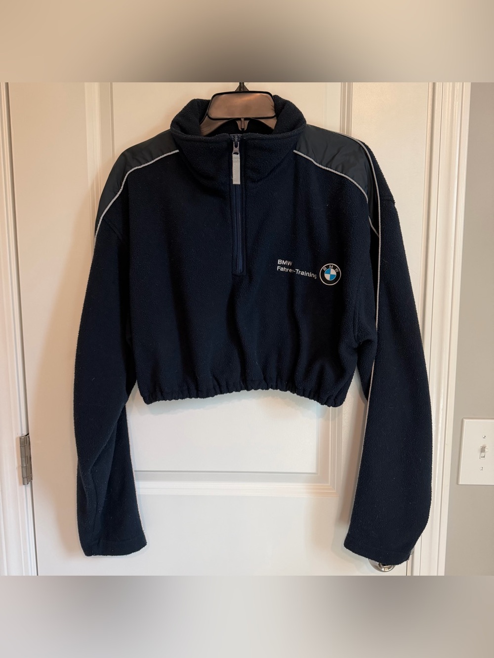 BMW Navy Custom Cropped 1/4 Zip Sweatshirt